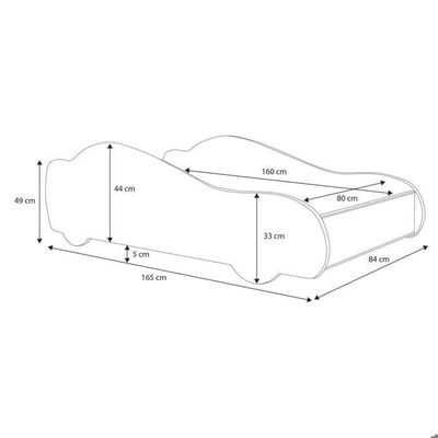 Lit Complet Enfant Lit voiture de course pour enfants - BATCAR - 80 x 160 cm - Noir - Avec Sommier et Matelas