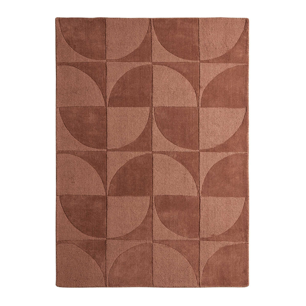 Dusklia - Liv Hand Woven Wool Geometric Pattern Rug - Rust