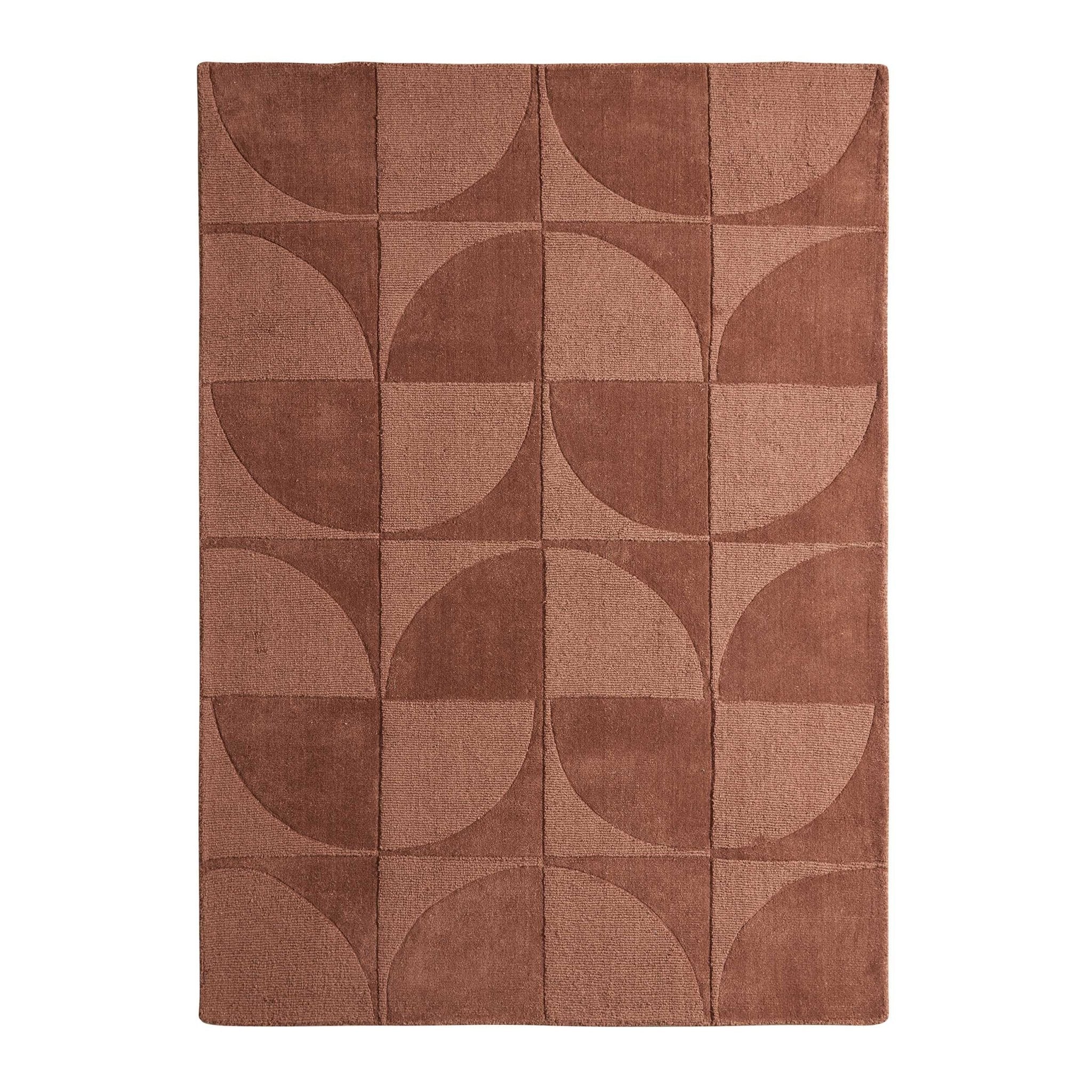 Dusklia - Liv Hand Woven Wool Geometric Pattern Rug - Rust