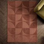 Dusklia - Liv Hand Woven Wool Geometric Pattern Rug - Rust
