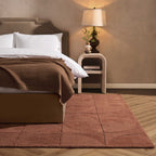 Dusklia - Liv Hand Woven Wool Geometric Pattern Rug - Rust