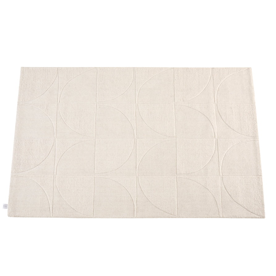 Dusklia - Liv Hand Woven Wool Geometric Pattern Rug - Off White