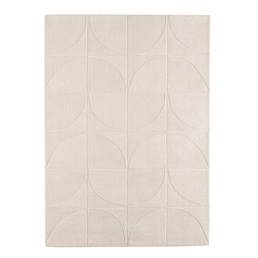 Dusklia - Liv Hand Woven Wool Geometric Pattern Rug - Off White