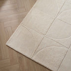 Dusklia - Liv Hand Woven Wool Geometric Pattern Rug - Off White