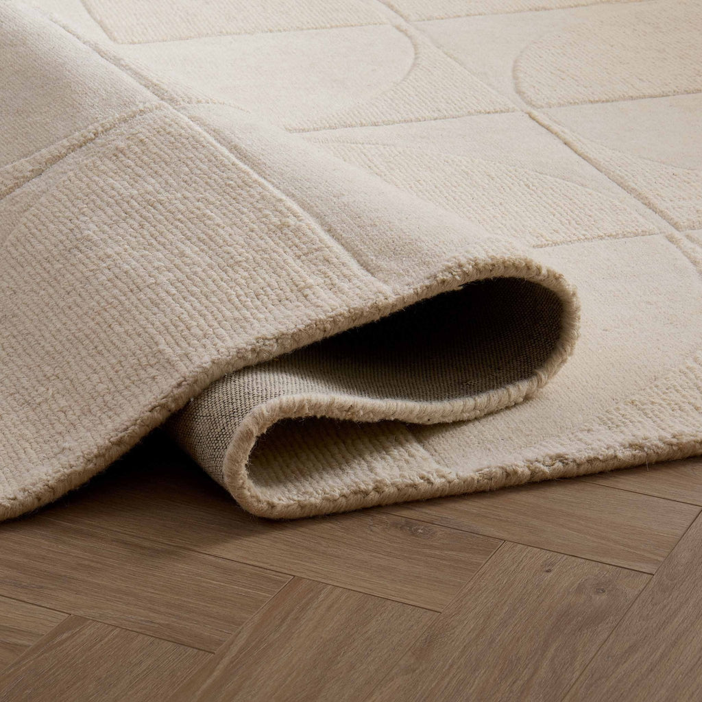 Dusklia - Liv Hand Woven Wool Geometric Pattern Rug - Off White