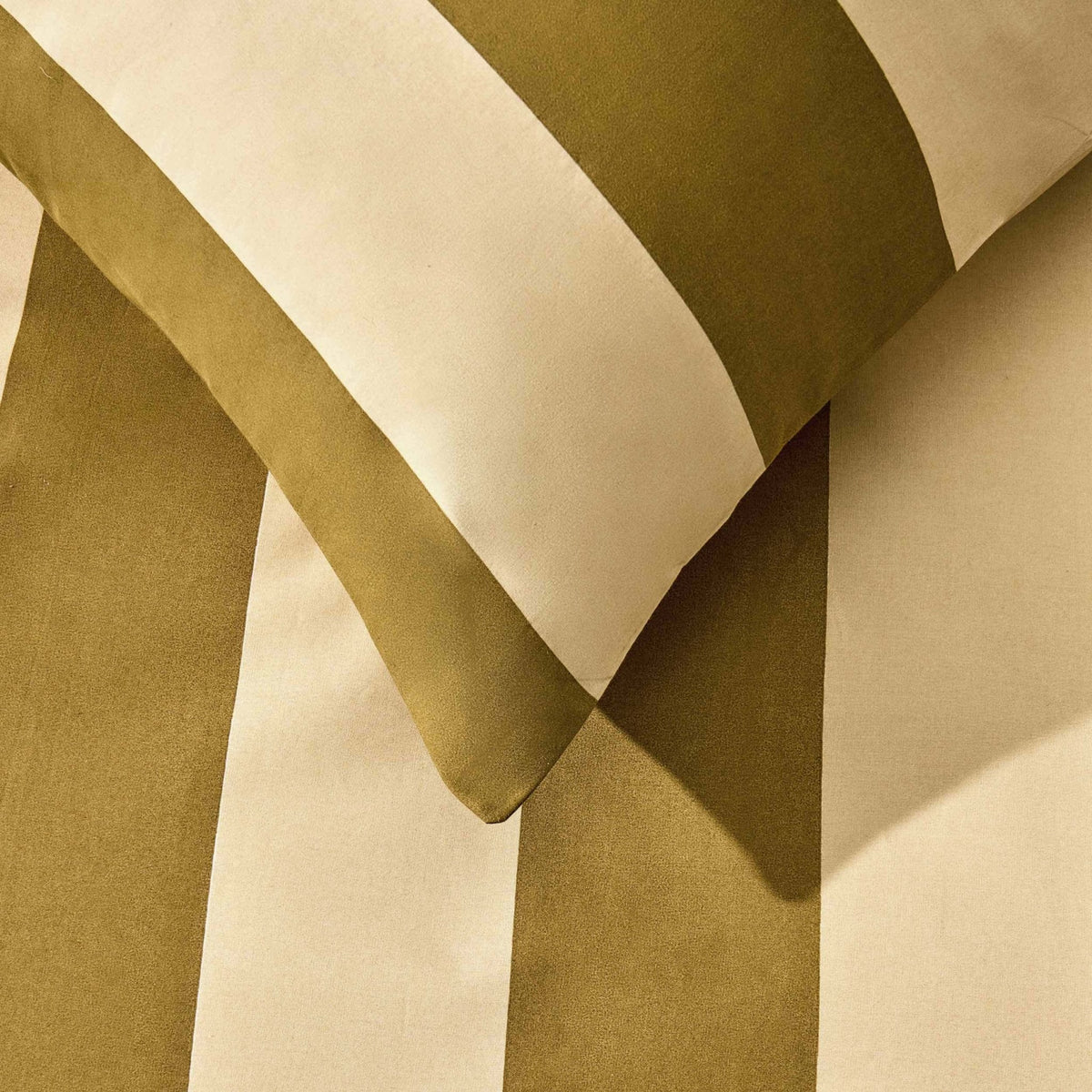 Dusklia - Livia 100% Cotton Tonal Stripe Duvet Cover & Pillowcase Set - Olive