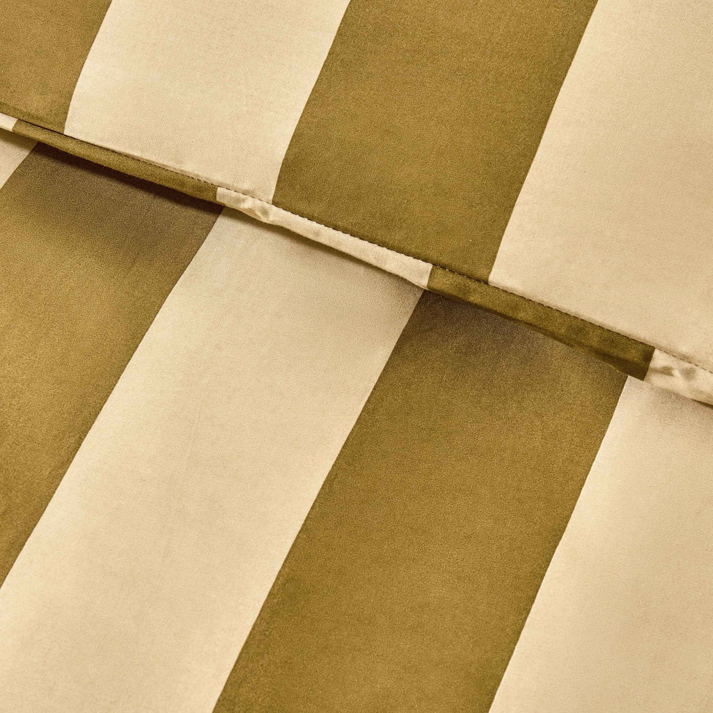 Dusklia - Livia 100% Cotton Tonal Stripe Duvet Cover & Pillowcase Set - Olive
