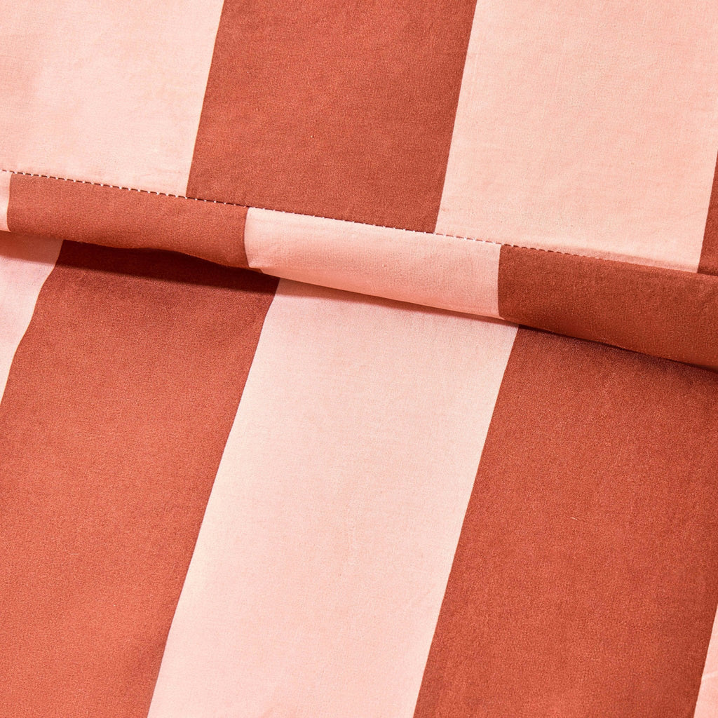Dusklia - Livia 100% Cotton Tonal Stripe Duvet Cover & Pillowcase Set - Pink