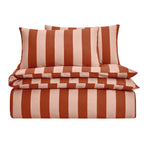 Dusklia - Livia 100% Cotton Tonal Stripe Duvet Cover & Pillowcase Set - Pink