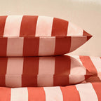 Dusklia - Livia 100% Cotton Tonal Stripe Duvet Cover & Pillowcase Set - Pink