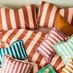 Dusklia - Livia 100% Cotton Tonal Stripe Duvet Cover & Pillowcase Set - Pink