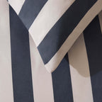Dusklia - Livia 100% Cotton Wide Printed Stripe Duvet Cover Set - Slate Blue