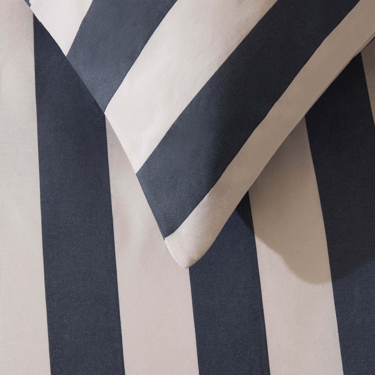 Dusklia - Livia 100% Cotton Wide Printed Stripe Duvet Cover Set - Slate Blue