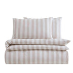 Dusklia - Livia 100% Cotton Wide Printed Stripe Duvet Cover & Pillowcase Set - Natural