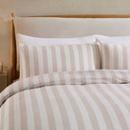 Dusklia - Livia 100% Cotton Wide Printed Stripe Duvet Cover & Pillowcase Set - Natural