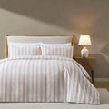 Dusklia - Livia 100% Cotton Wide Printed Stripe Duvet Cover & Pillowcase Set - Natural