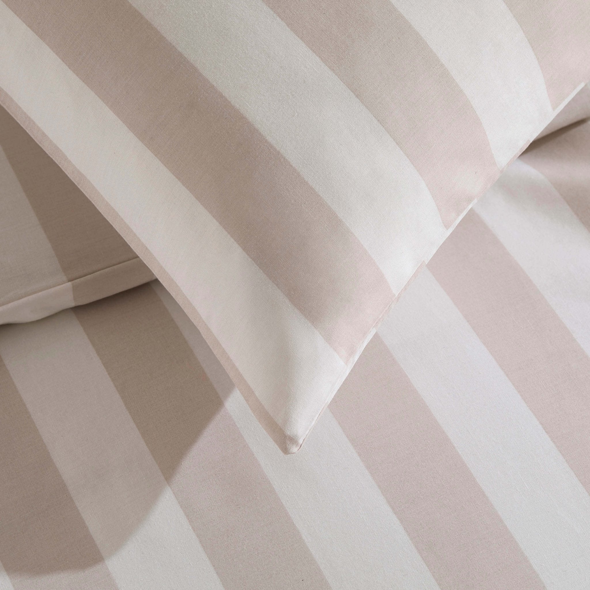 Dusklia - Livia 100% Cotton Wide Printed Stripe Duvet Cover & Pillowcase Set - Natural