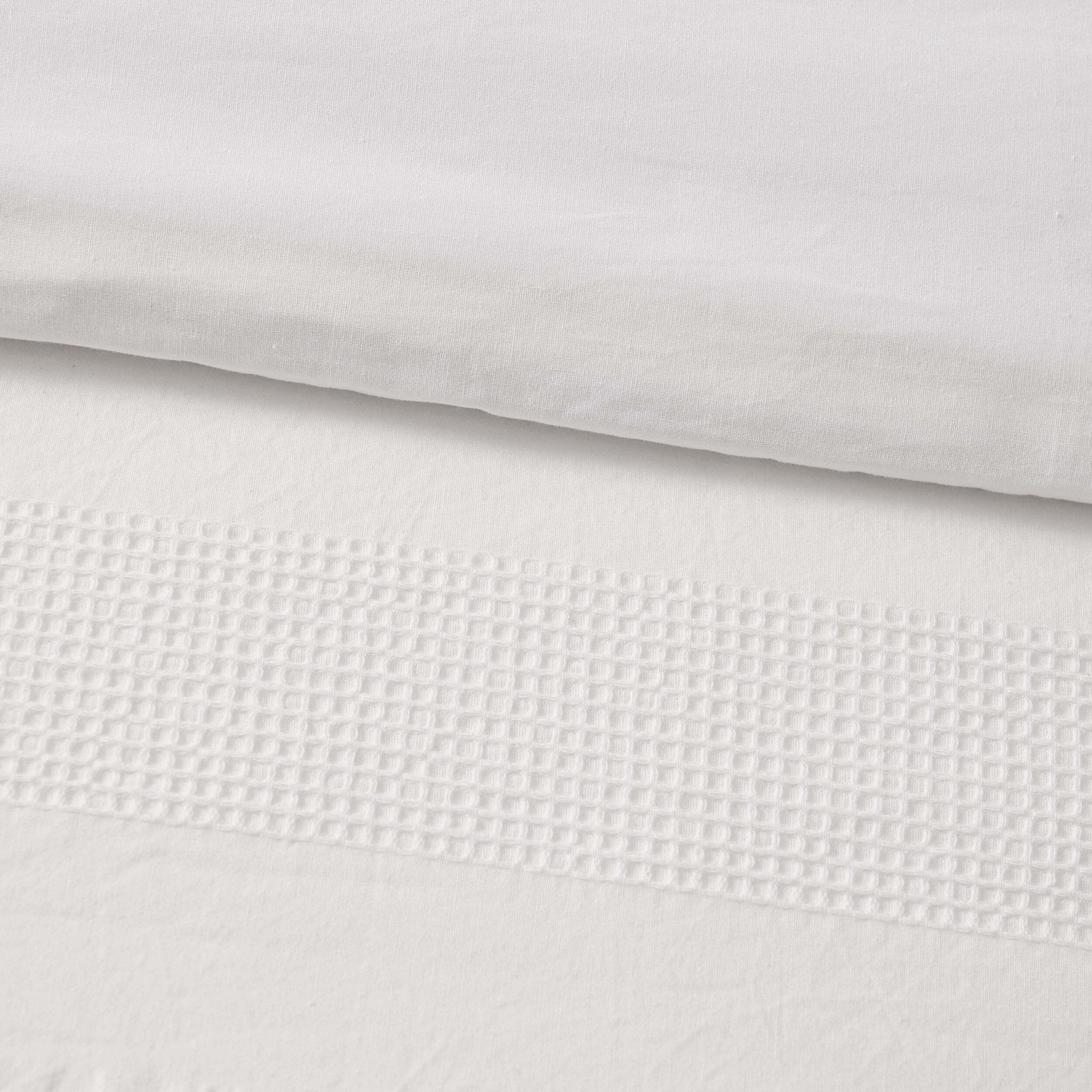 Dusklia - Logan 100% Cotton Waffle Stripe Duvet Cover & Pillowcase Set - White