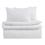 Dusklia - Logan 100% Cotton Waffle Stripe Duvet Cover & Pillowcase Set - White