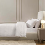 Dusklia - Logan 100% Cotton Waffle Stripe Duvet Cover & Pillowcase Set - White