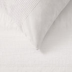 Dusklia - Logan 100% Cotton Waffle Stripe Duvet Cover & Pillowcase Set - White