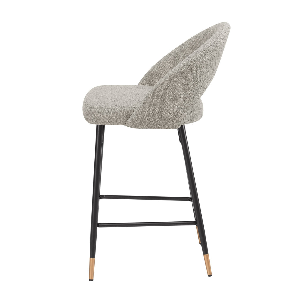 Dusklia - Lola Set of 2 Barstools - Bouclé - Taupe