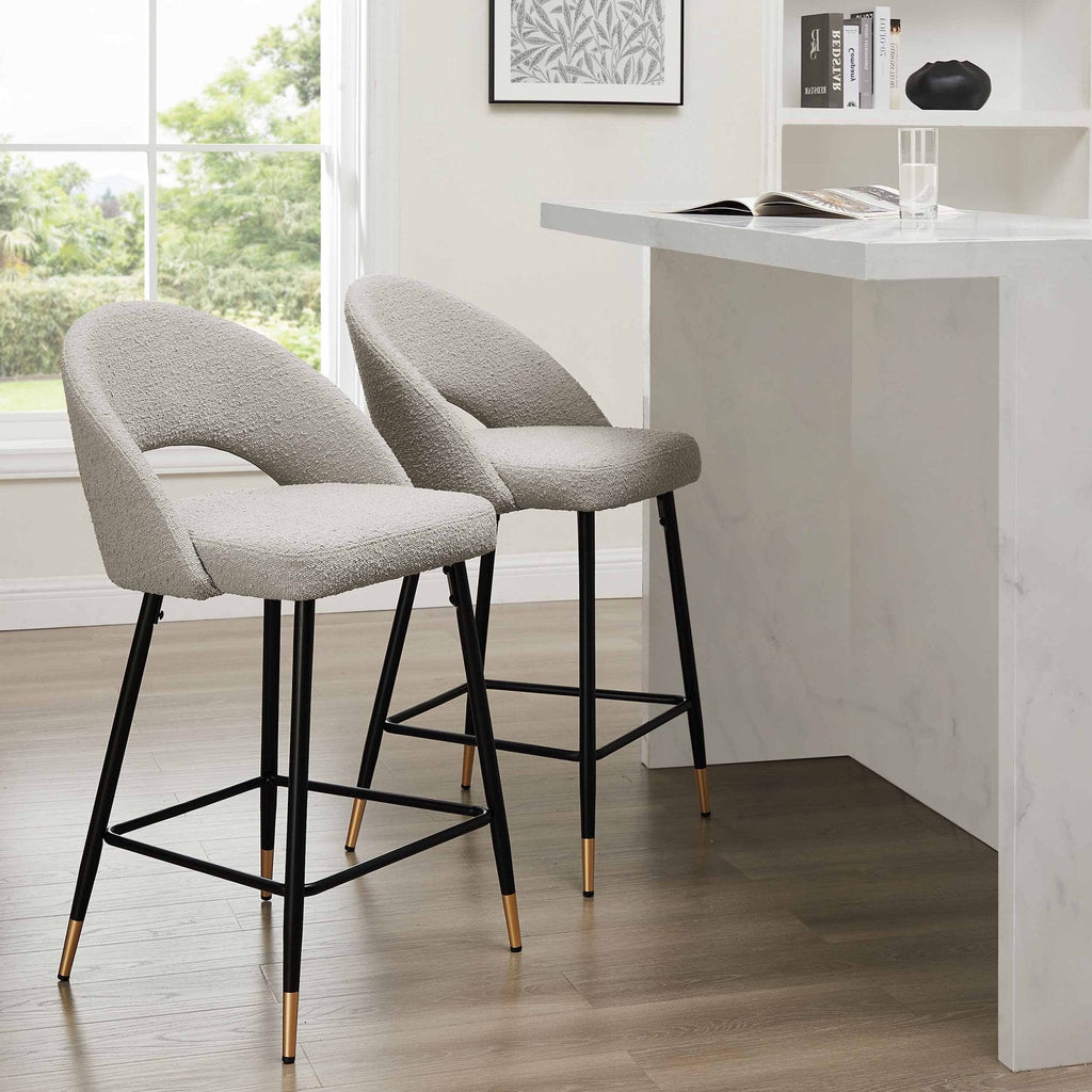 Dusklia - Lola Set of 2 Barstools - Bouclé - Taupe