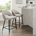 Dusklia - Lola Set of 2 Barstools - Bouclé - Taupe