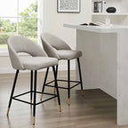 Dusklia - Lola Set of 2 Barstools - Bouclé - Taupe