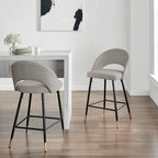 Dusklia - Lola Set of 2 Barstools - Linen Look - Stone Grey