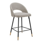 Dusklia - Lola Set of 2 Barstools - Linen Look - Stone Grey