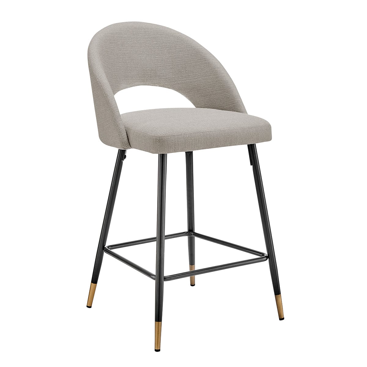 Dusklia - Lola Set of 2 Barstools - Linen Look - Stone Grey