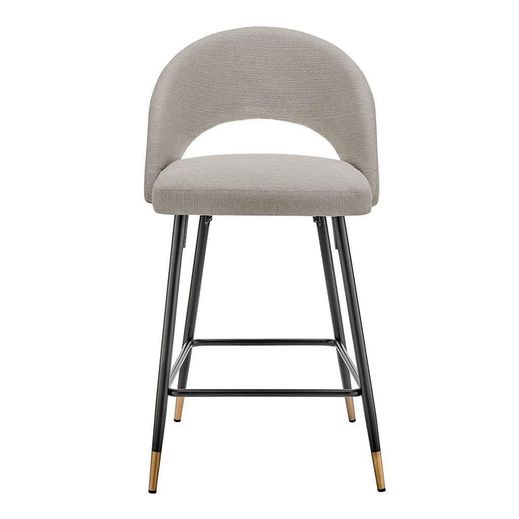 Dusklia - Lola Set of 2 Barstools - Linen Look - Stone Grey