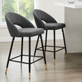 Dusklia - Lola Set of 2 Barstools - Matte Velvet - Grey