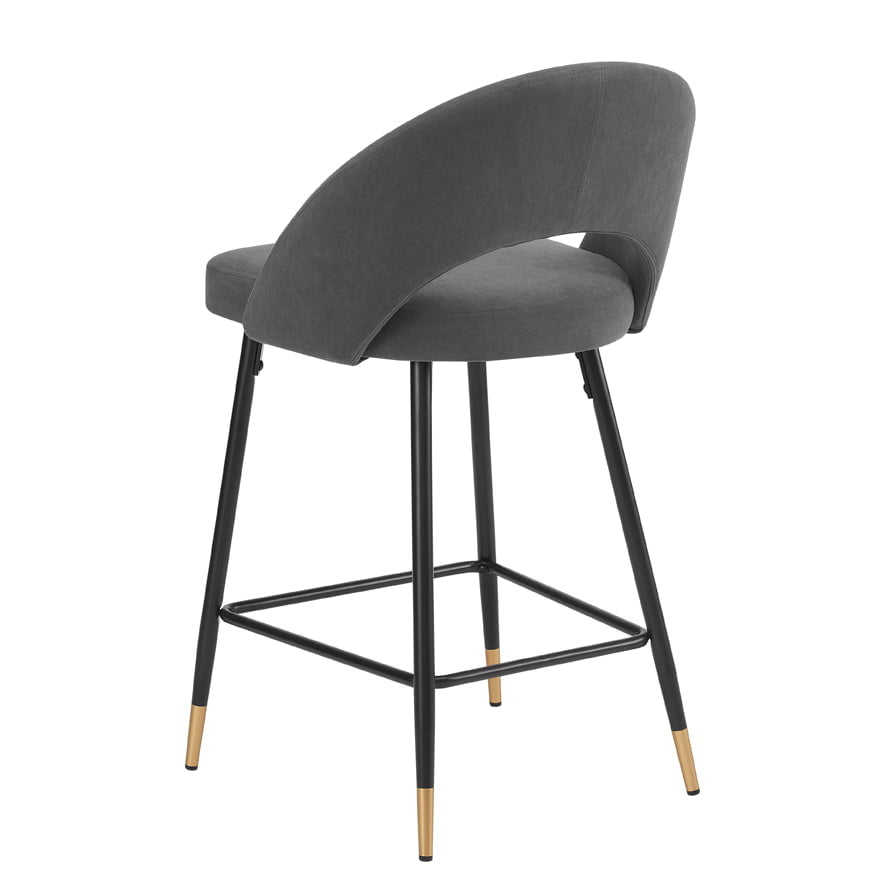 Dusklia - Lola Set of 2 Barstools - Matte Velvet - Grey