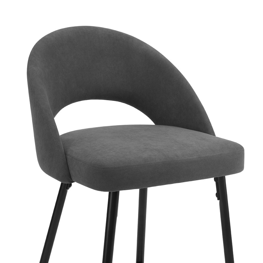 Dusklia - Lola Set of 2 Barstools - Matte Velvet - Grey