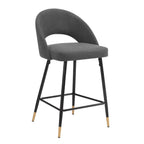 Dusklia - Lola Set of 2 Barstools - Matte Velvet - Grey