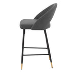 Dusklia - Lola Set of 2 Barstools - Matte Velvet - Grey