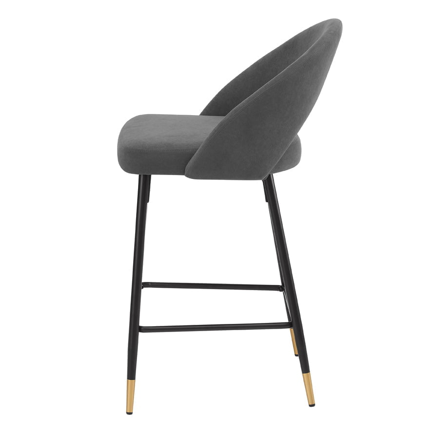Dusklia - Lola Set of 2 Barstools - Matte Velvet - Grey