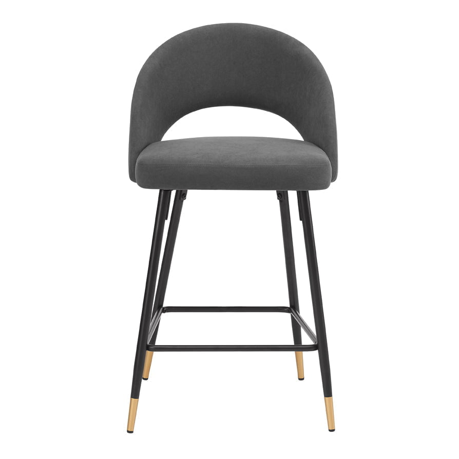 Dusklia - Lola Set of 2 Barstools - Matte Velvet - Grey
