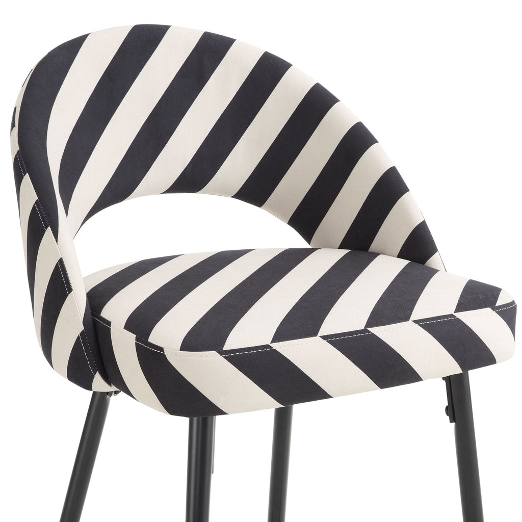 Dusklia - Lola Set of 2 Barstools - Mono Stripe
