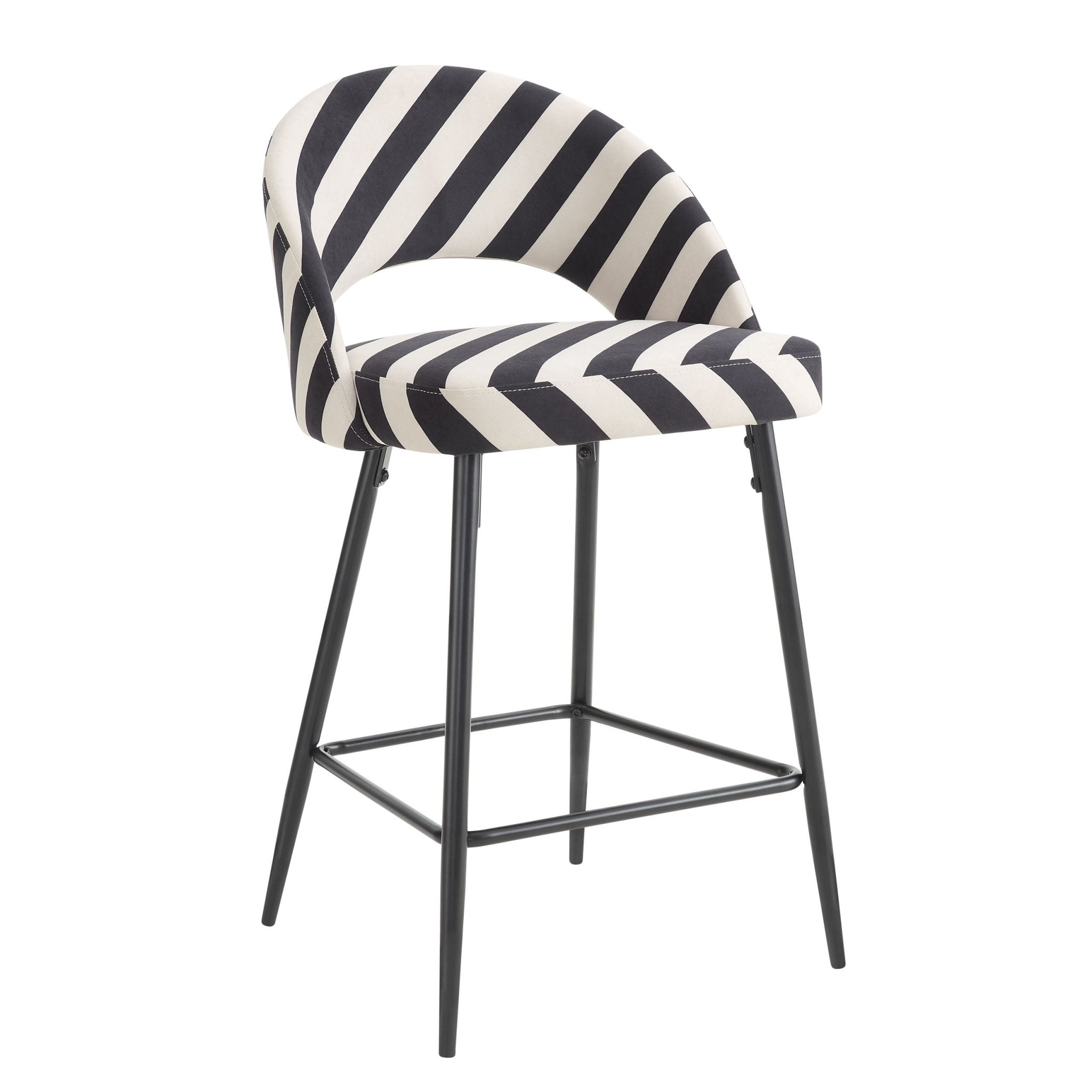 Dusklia - Lola Set of 2 Barstools - Mono Stripe