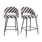 Dusklia - Lola Set of 2 Barstools - Mono Stripe