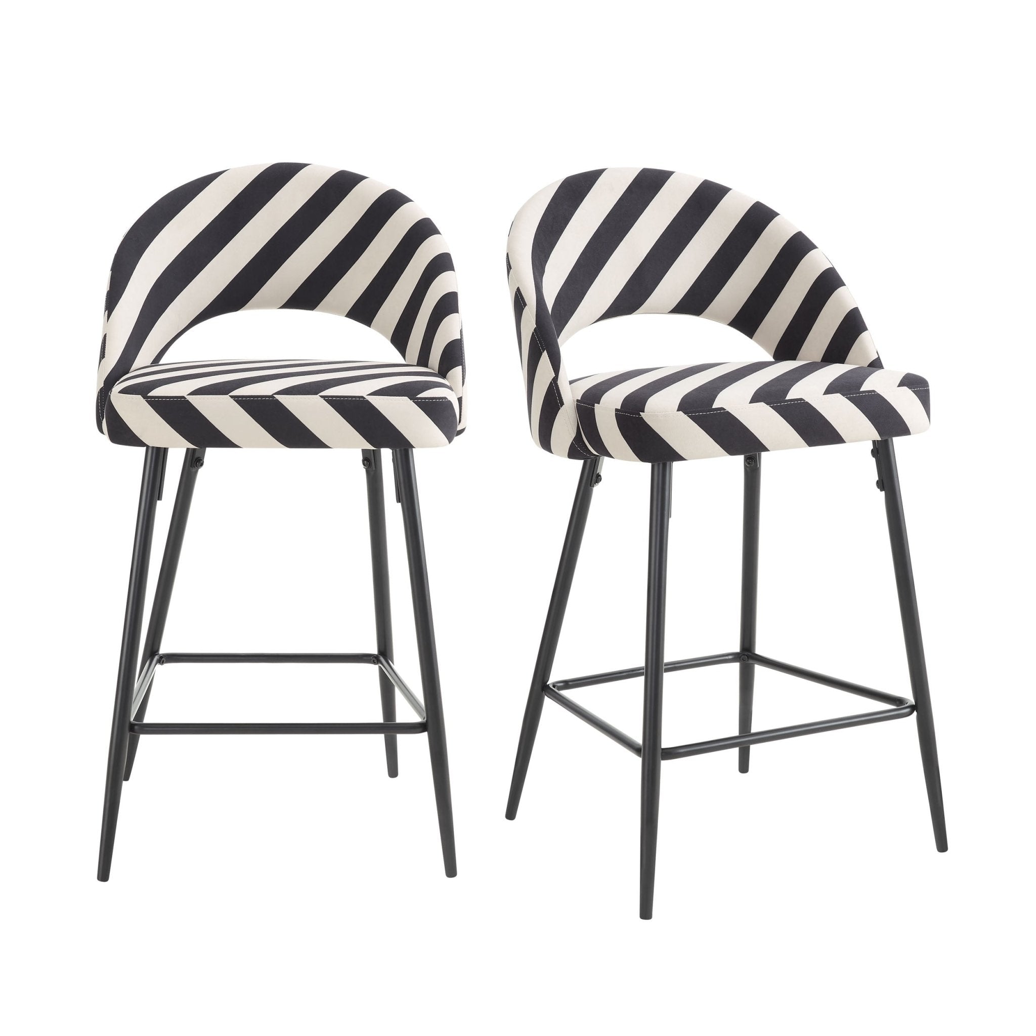 Dusklia - Lola Set of 2 Barstools - Mono Stripe