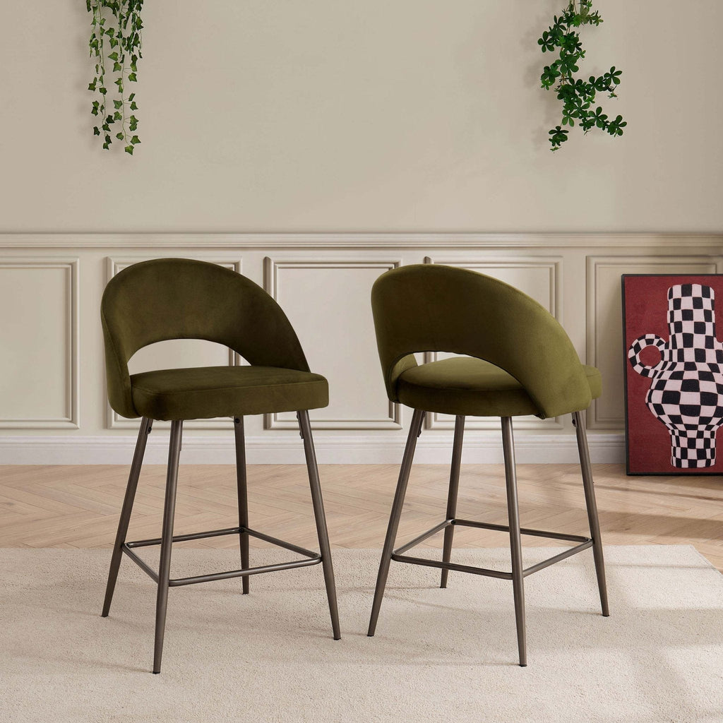 Dusklia - Lola Set of 2 Barstools - Rich Green