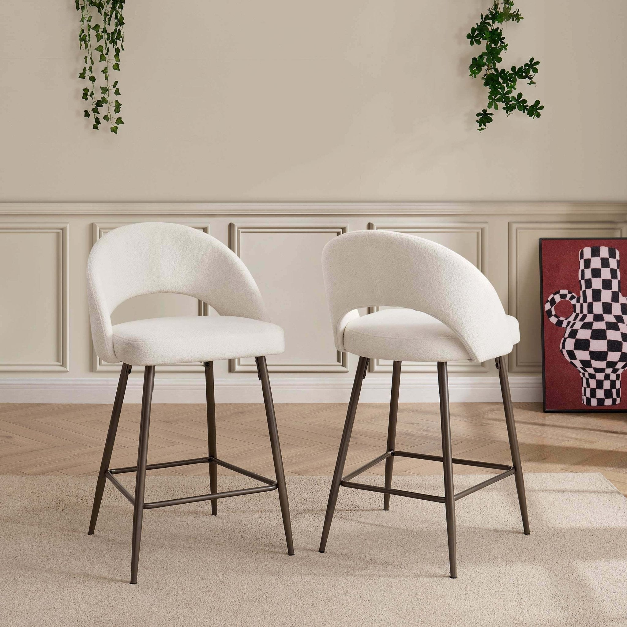 Dusklia - Lola Set of 2 Barstools - Teddy Cream