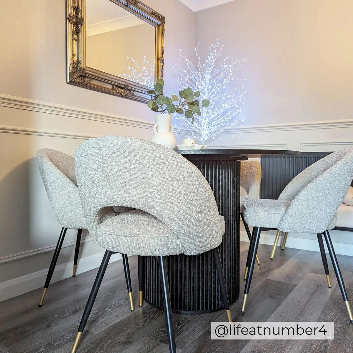 Dusklia - Lola Set of 2 Dining Chairs - Bouclé - Taupe