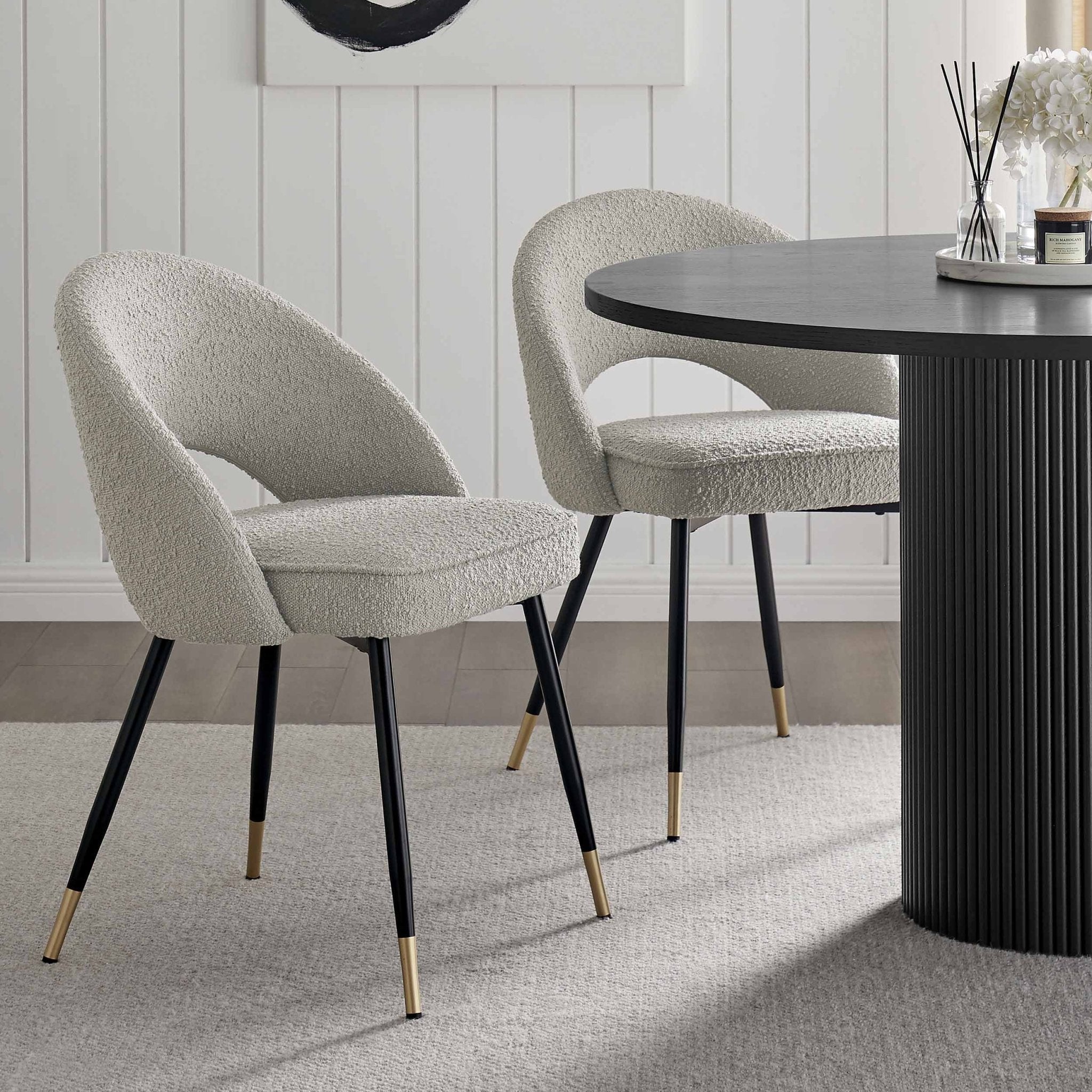 Dusklia - Lola Set of 2 Dining Chairs - Bouclé - Taupe