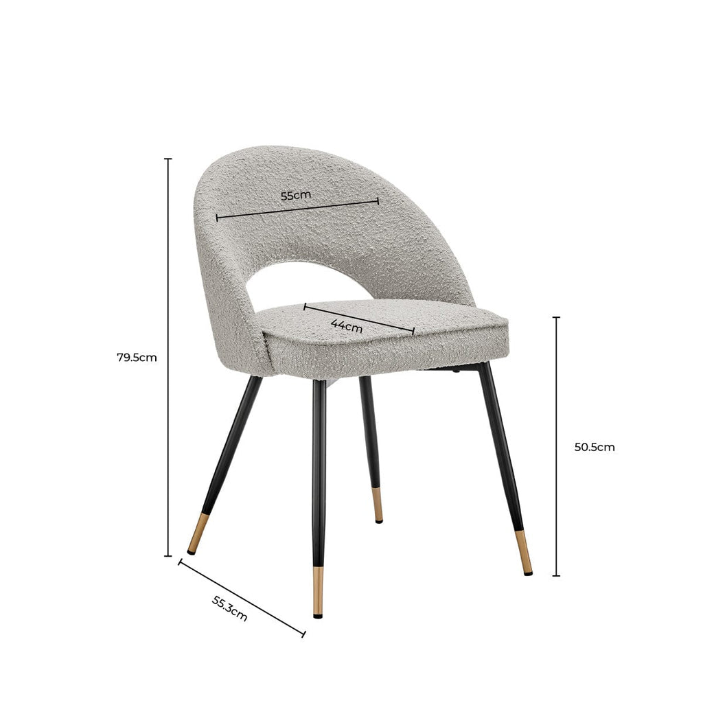 Dusklia - Lola Set of 2 Dining Chairs - Bouclé - Taupe