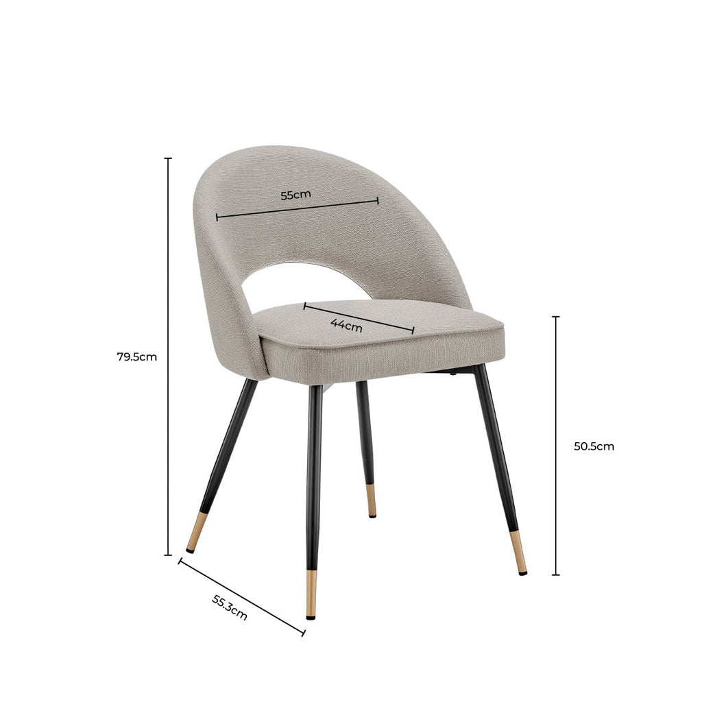 Dusklia - Lola Set of 2 Dining Chairs - Linen Look - Stone Grey